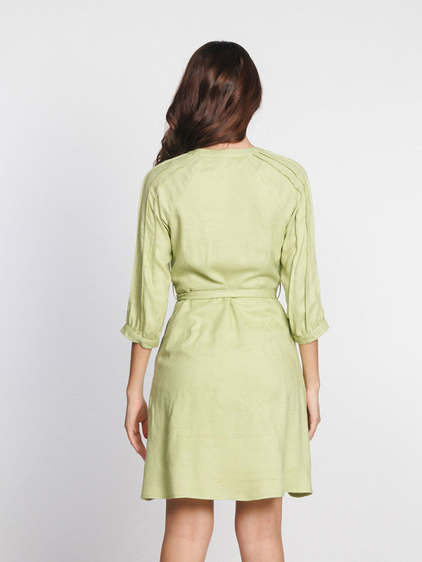 Green-Solid-Above-Knee-Dress-4