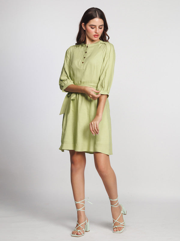 Green-Solid-Above-Knee-Dress-5