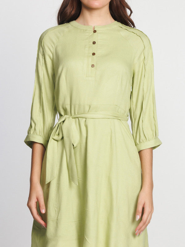 Green-Solid-Above-Knee-Dress-6