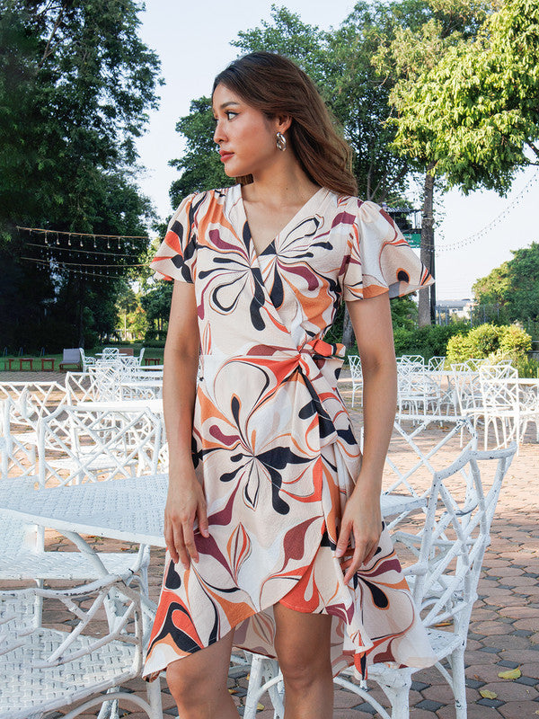 Beige-Abstract-Printed-Wrap-Midi-Dress-5