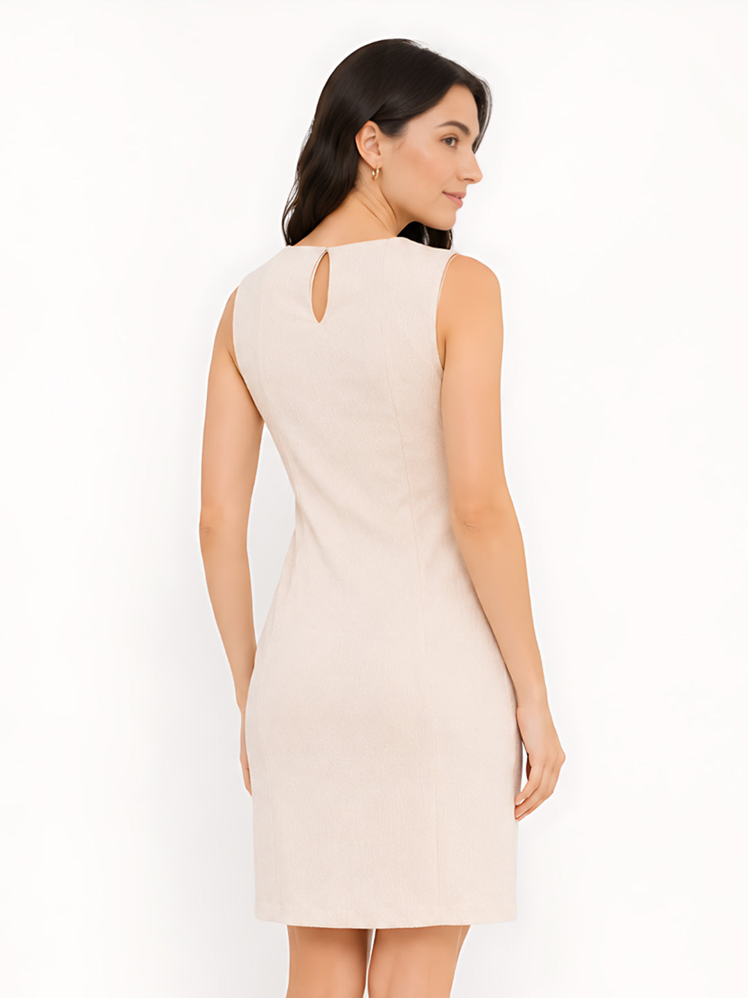 Off White Textured Bodycon Mini Dress