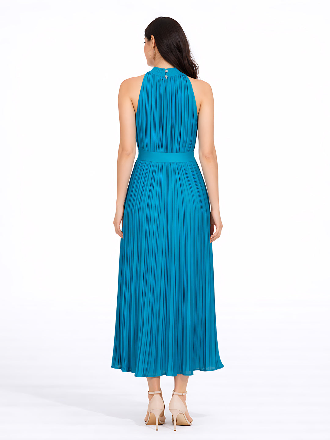 Teal Solid Sleeveless Maxi Dress