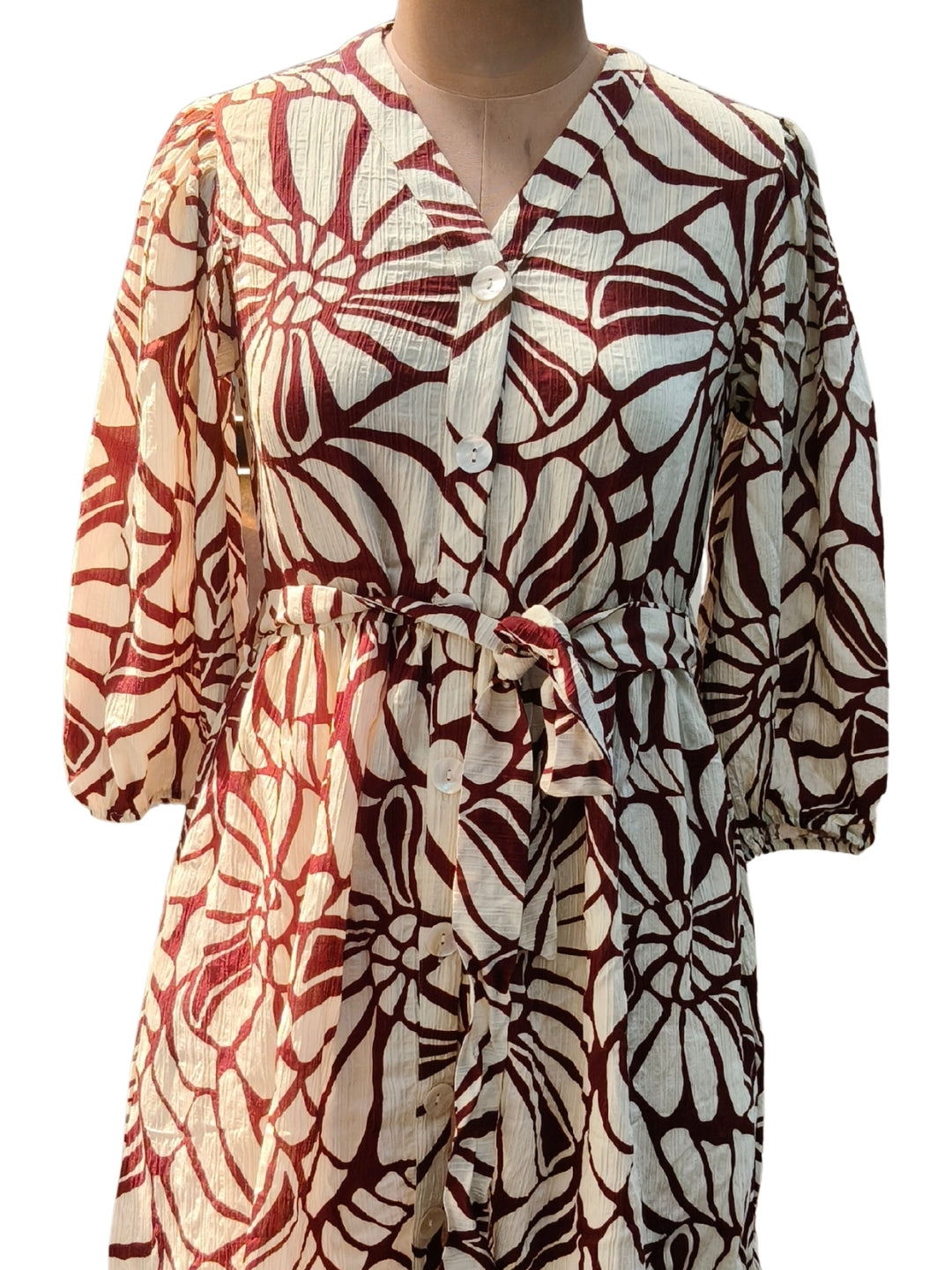 Multi Animal Print 3/4Th Sleeve V-Neck Fit And Flare Short Dress