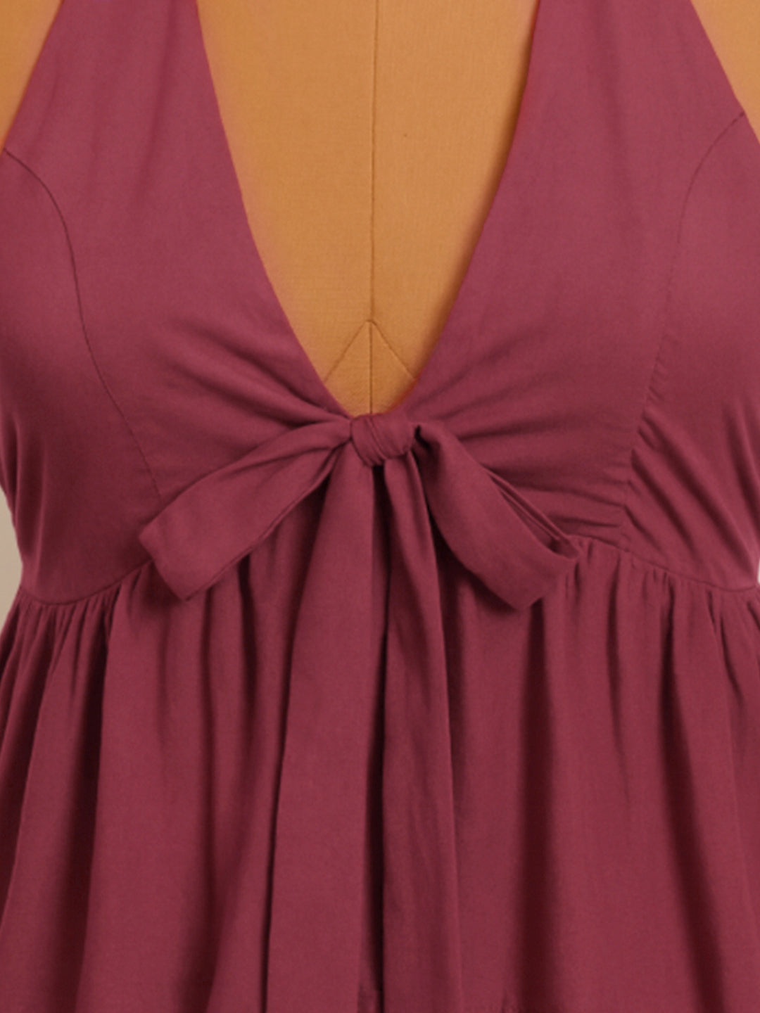 Maroon Solid Sleeveless Top