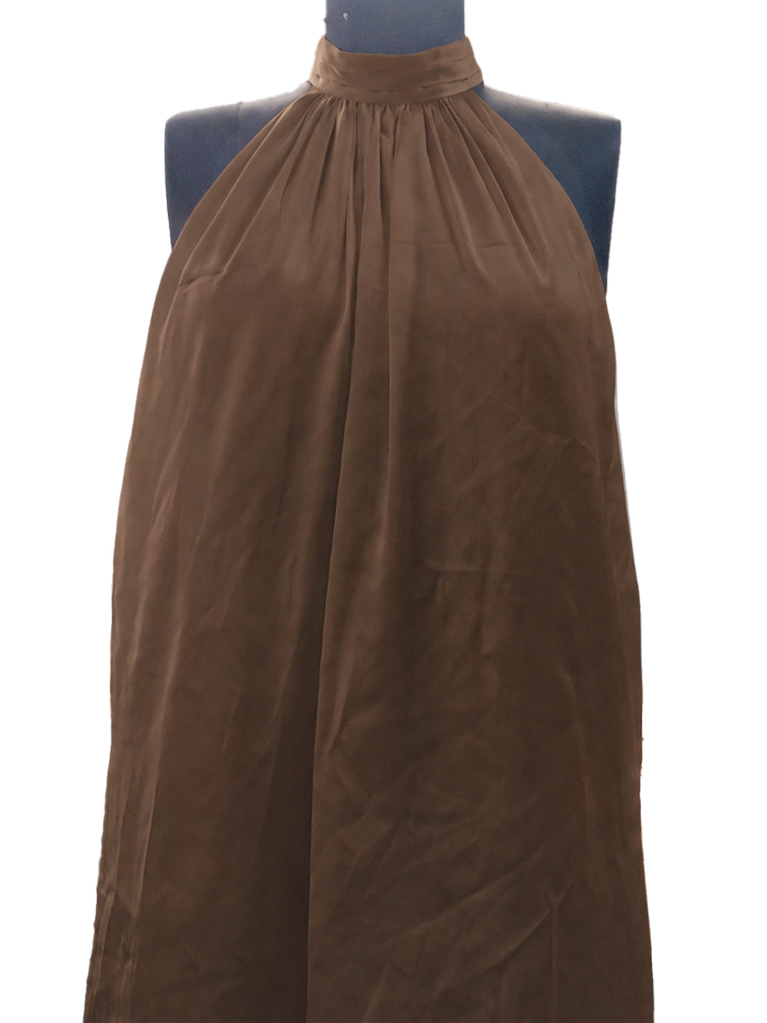 Brown Solid Sleeveless Tie-Up Neck Fit And Flare Mini Dress