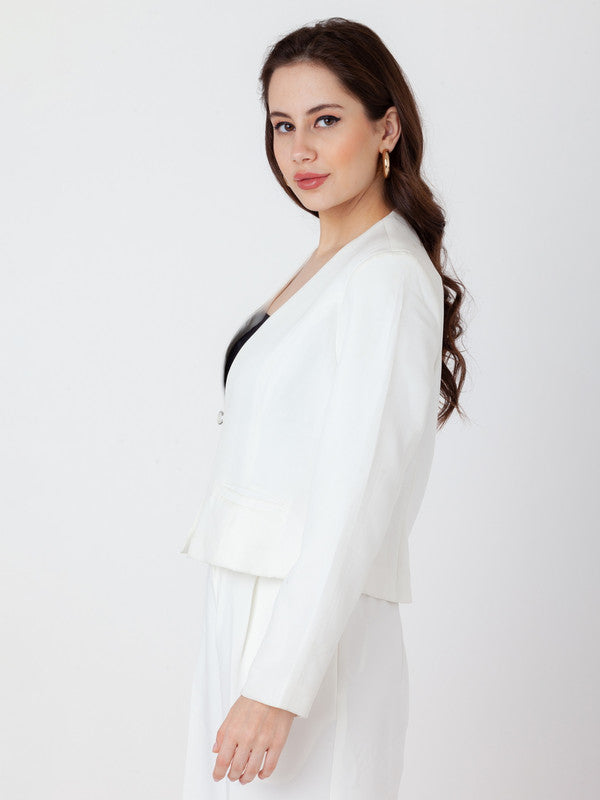 White-Solid-Fitted-Blazer-3