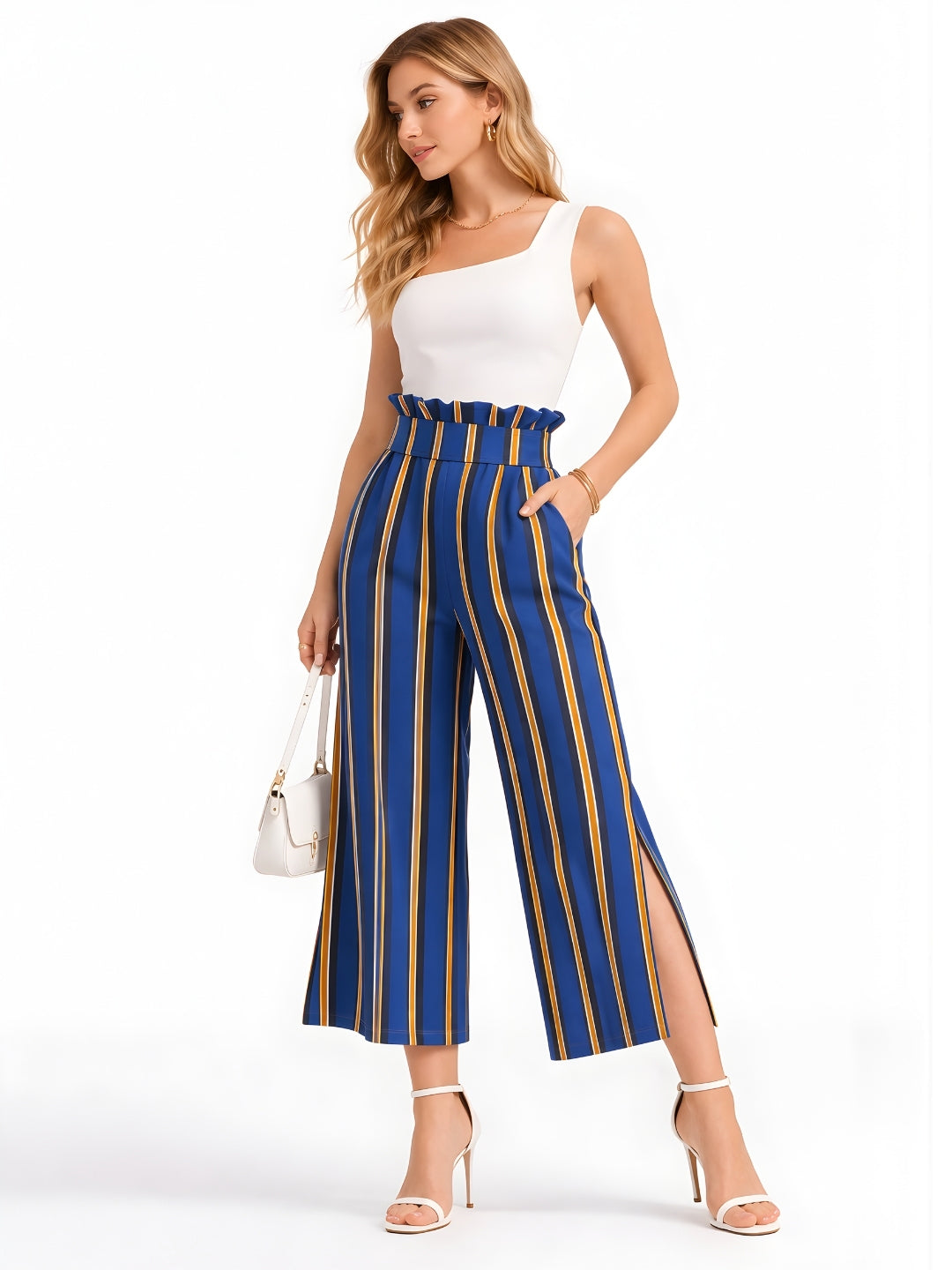 Blue Stripes Elasticated Palazzo