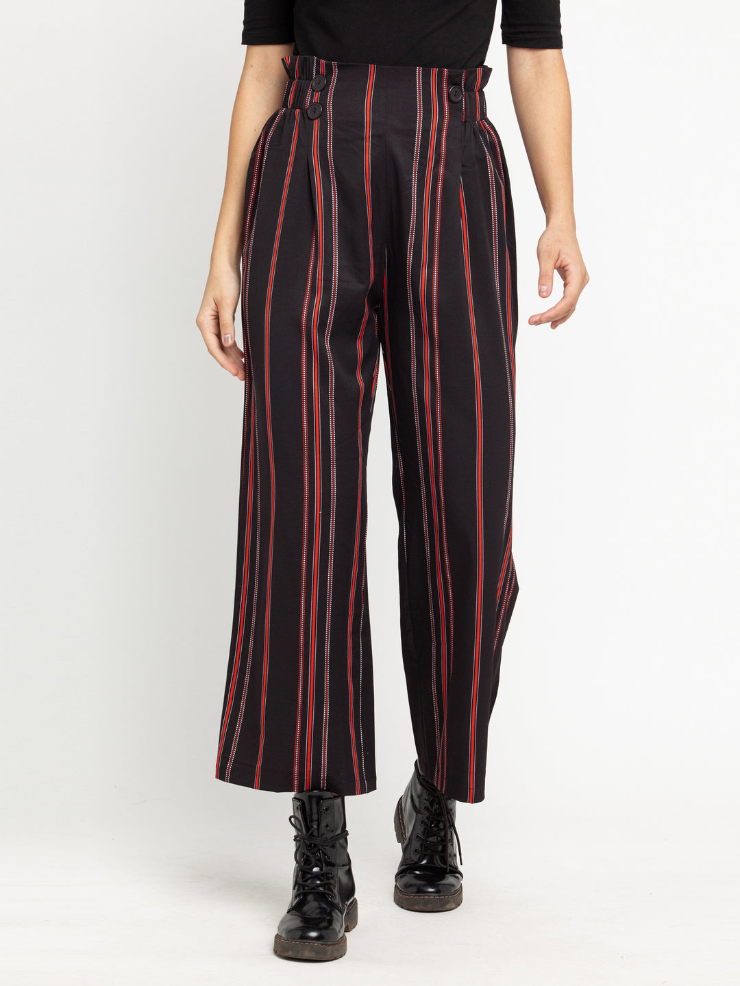 Black Striped Elasticated Palazzo