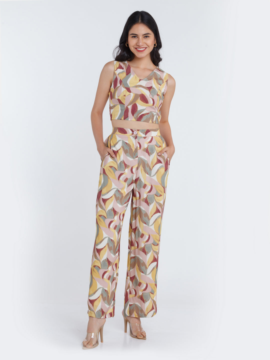 Multicolored Printed Elasticated Trouser