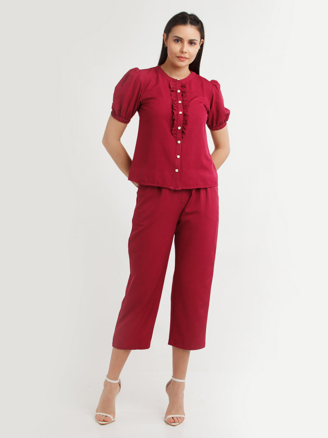 Maroon Solid Trouser