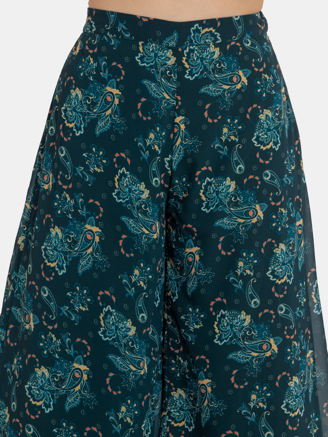 Green Printed High Waisted Trouser