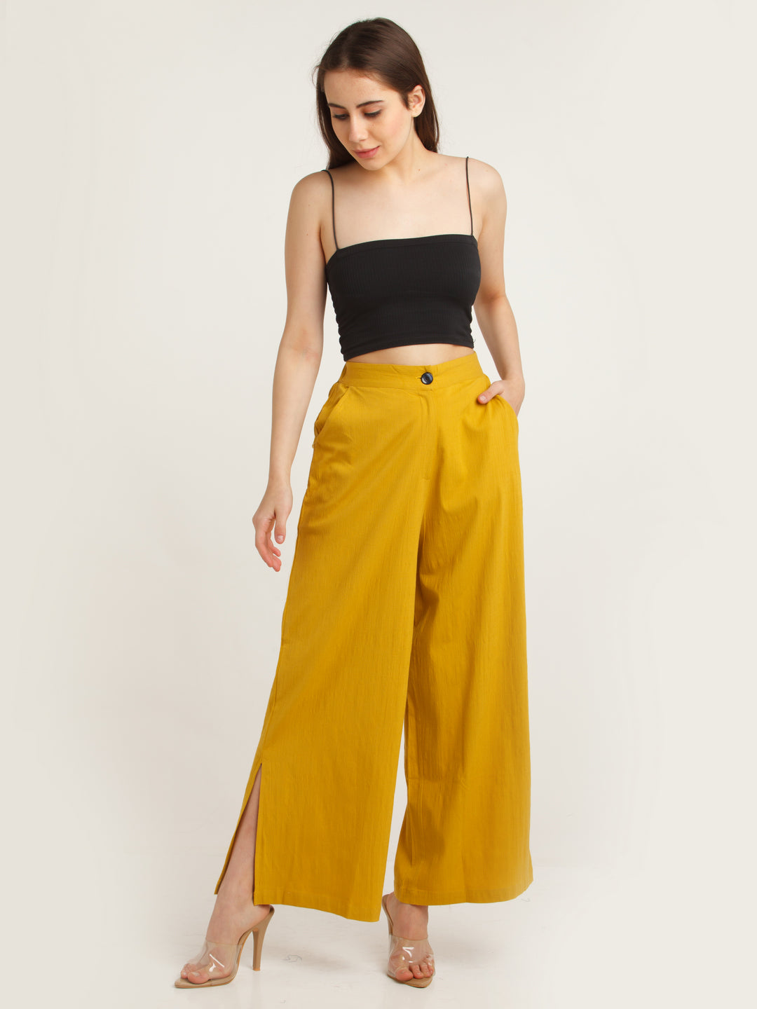 Yellow Solid Trouser