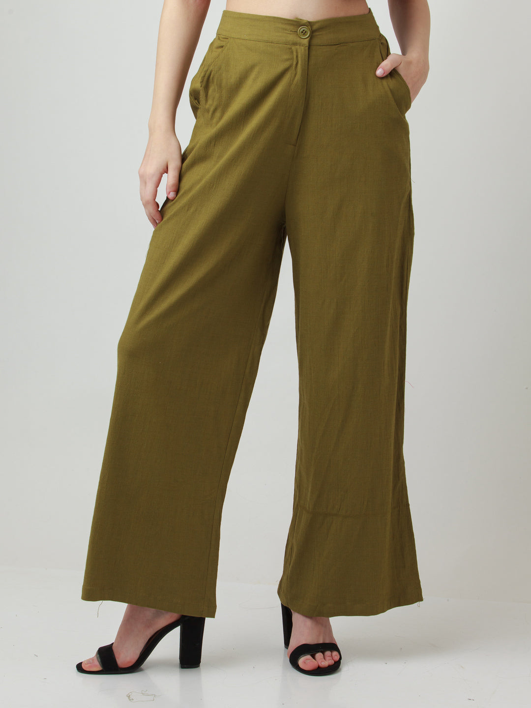 Olive Solid Trousers