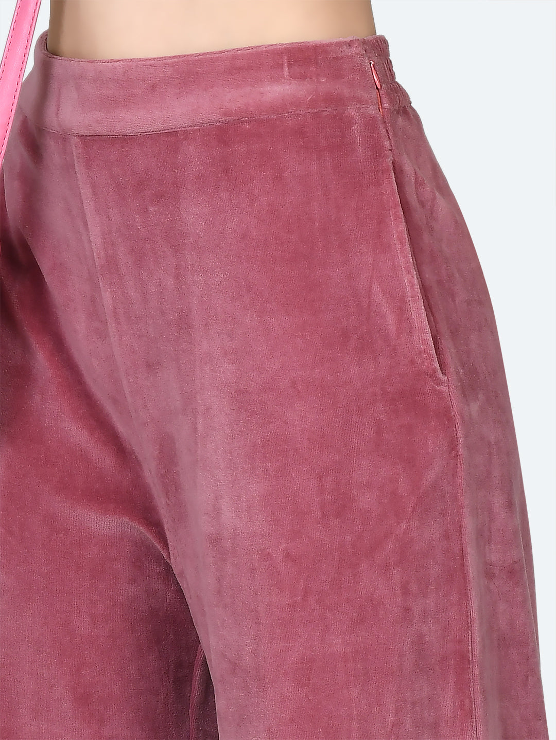 Pink Solid Flared Pants