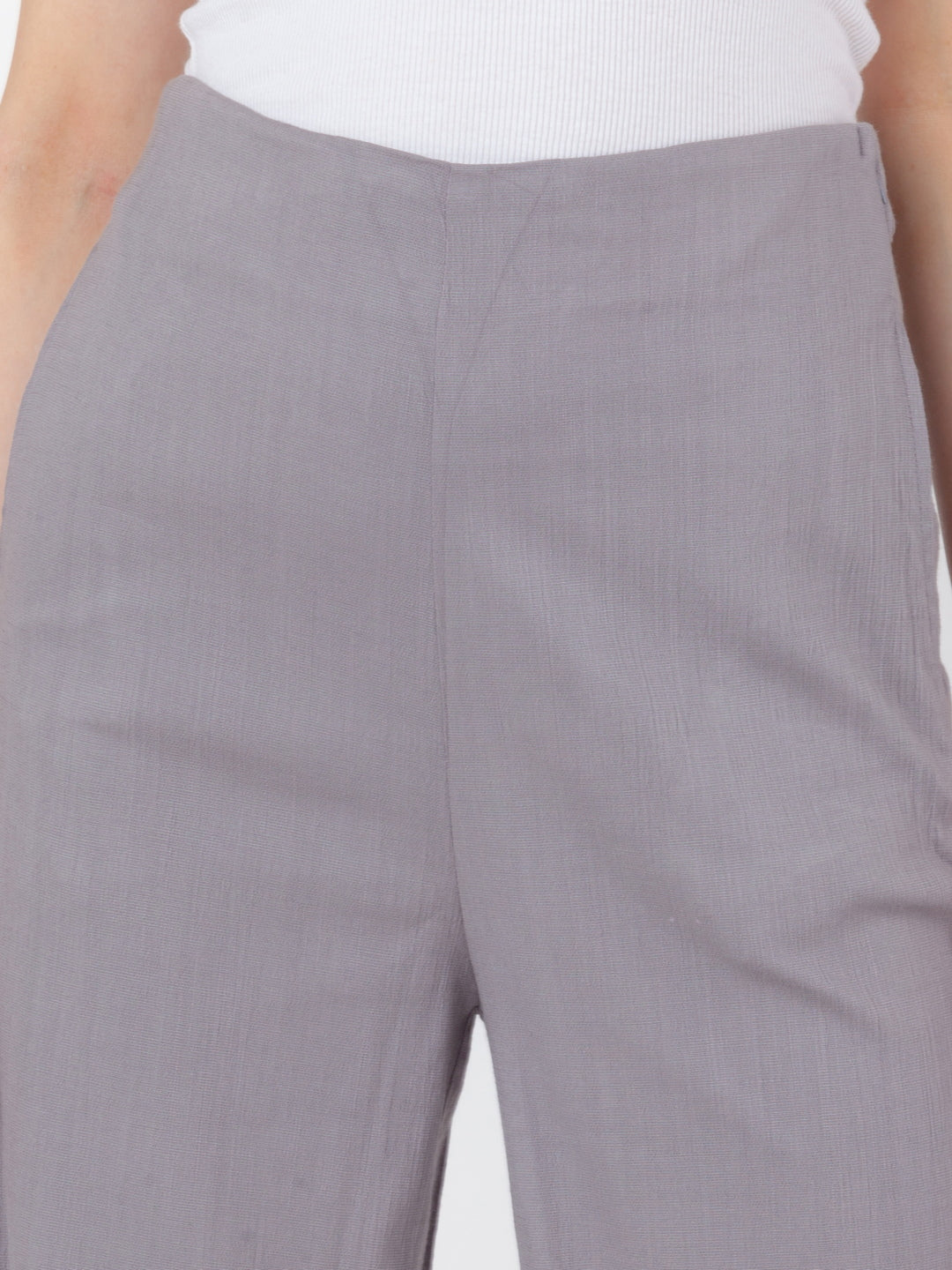 Grey Solid Flared Trouser