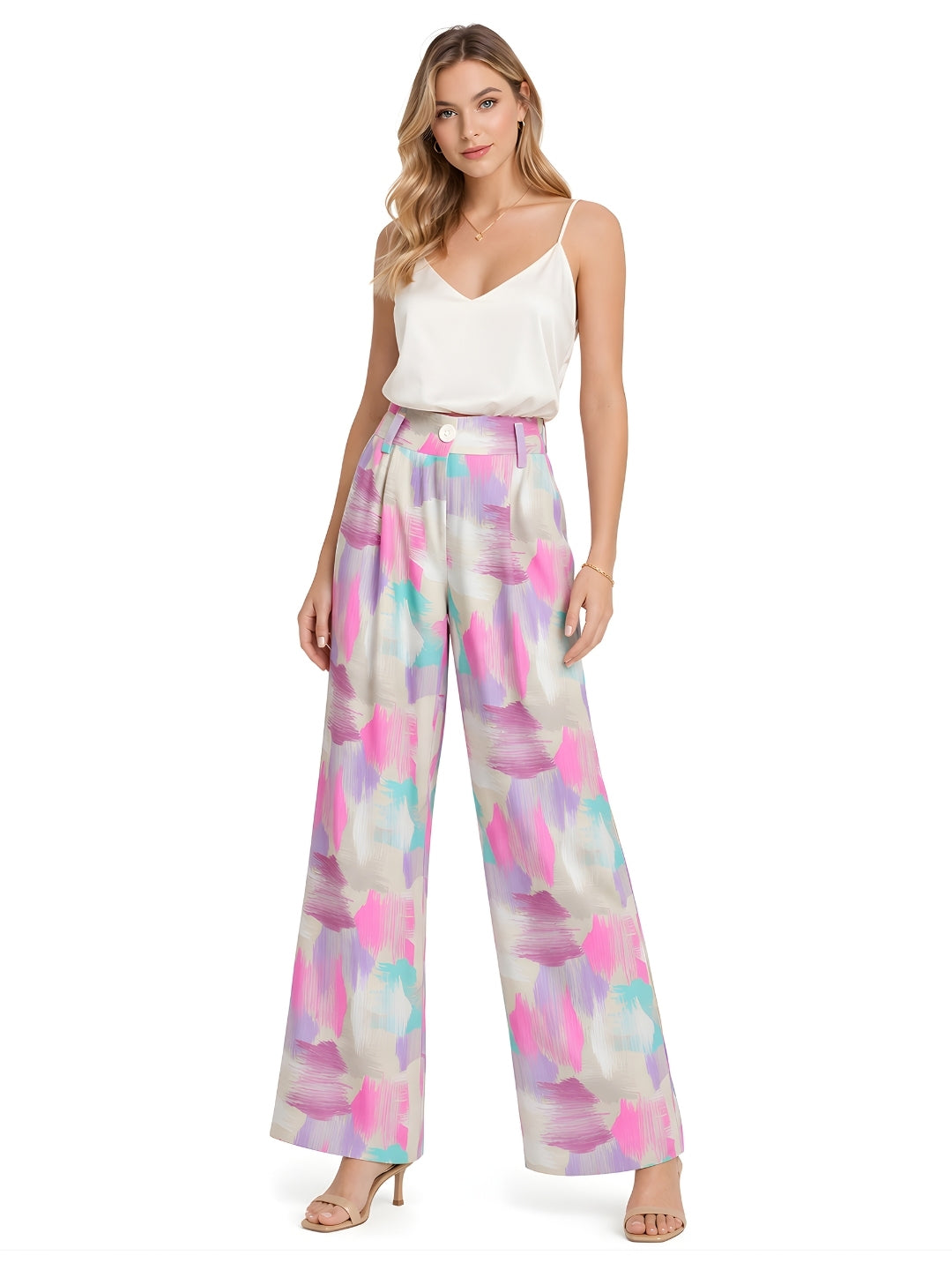 White Printed Pallazo
