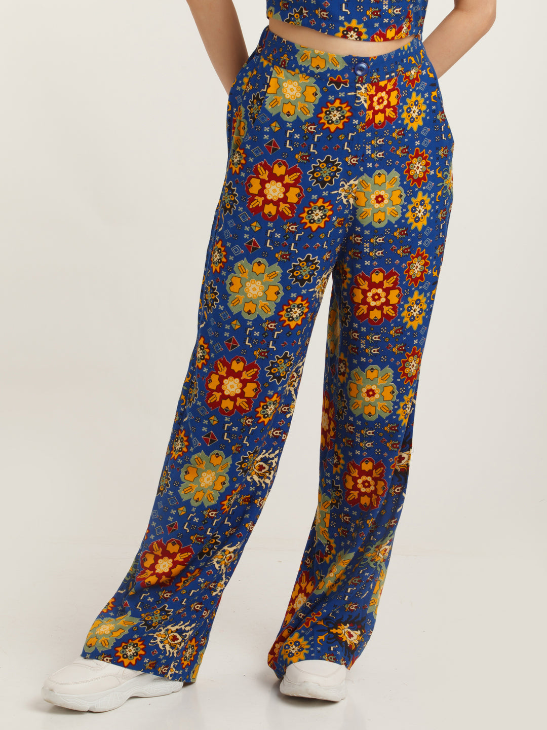 Blue Printed Trouser