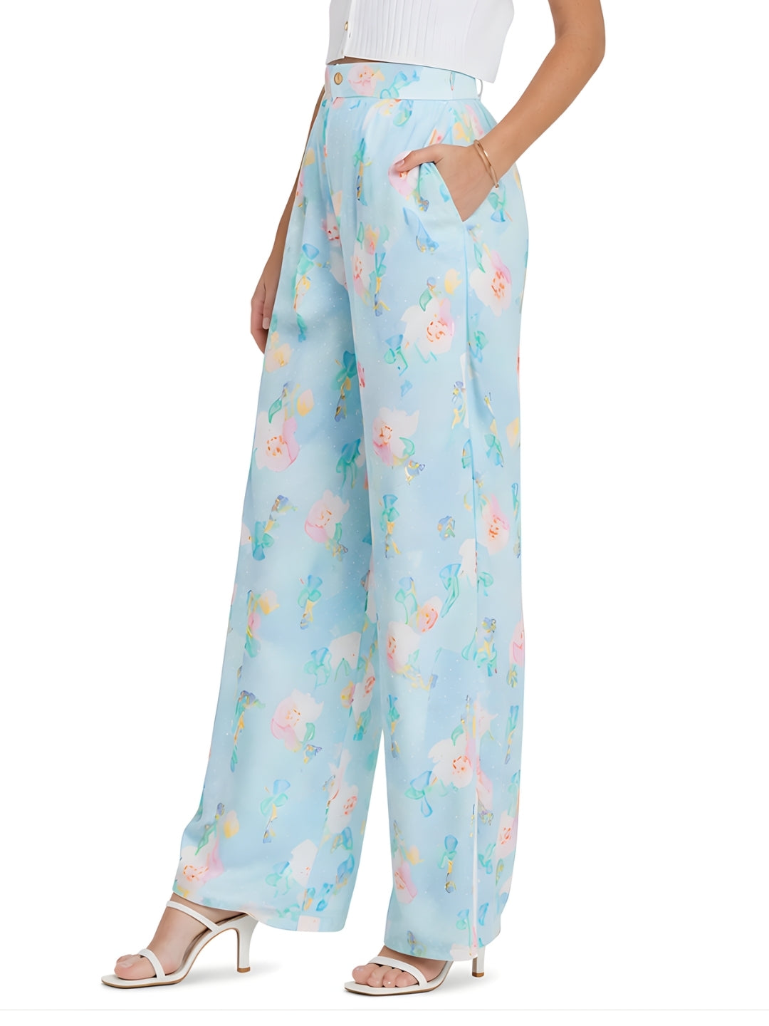 Blue Printed Regular Trouser