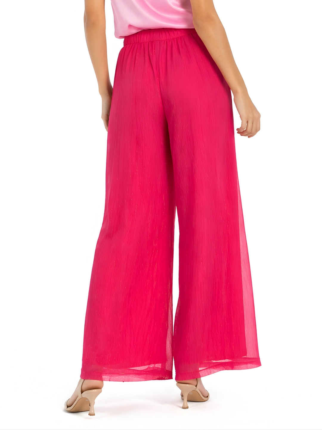 Pink Solid Straight Palazzo