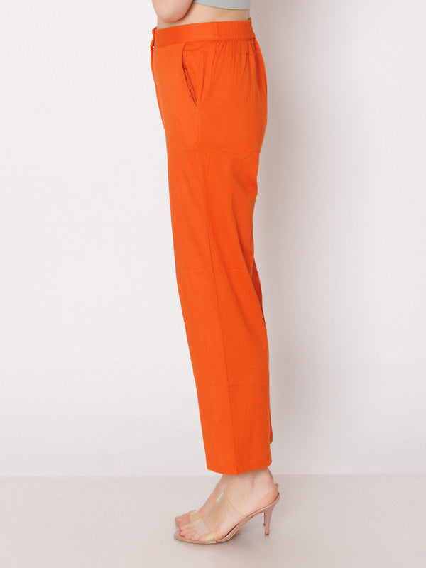 Rust Solid Straight Fit Trouser-3