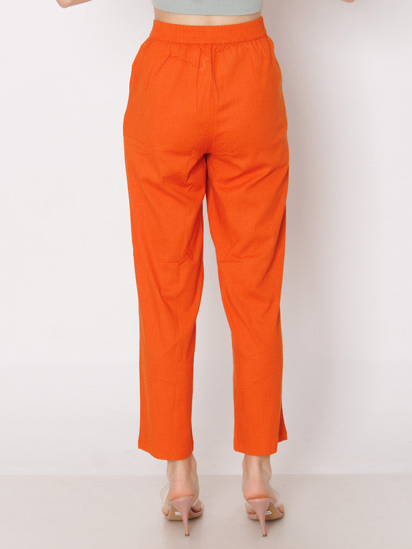 Rust Solid Straight Fit Trouser-4