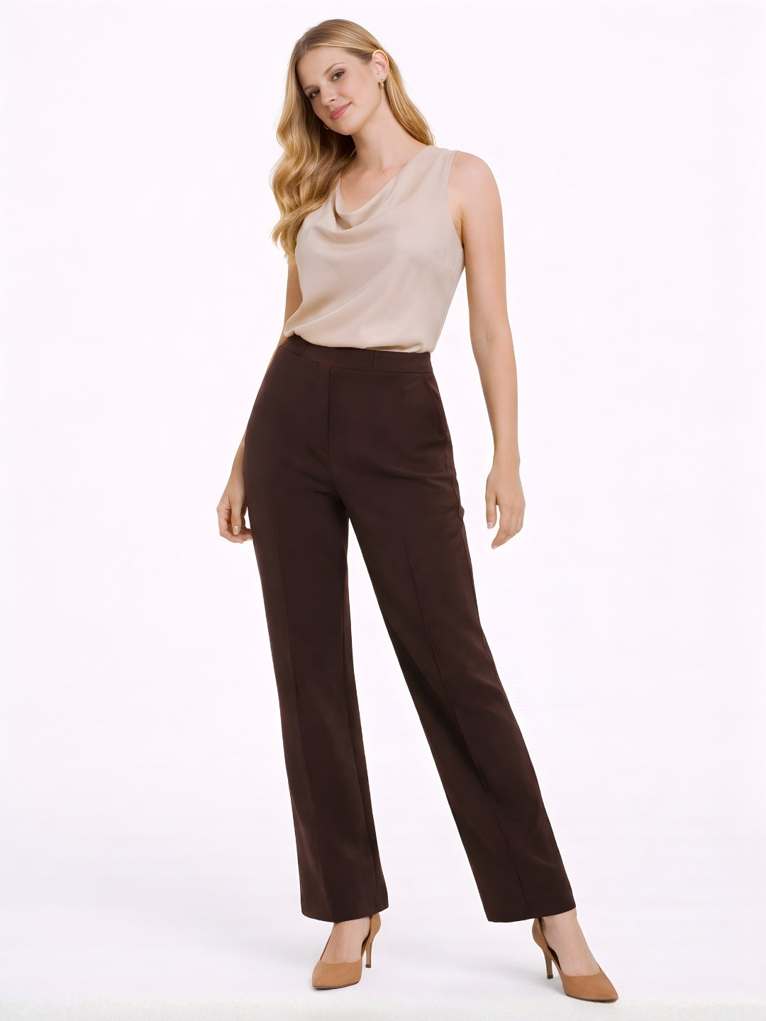 Brown Solid  Parallel Trouser
