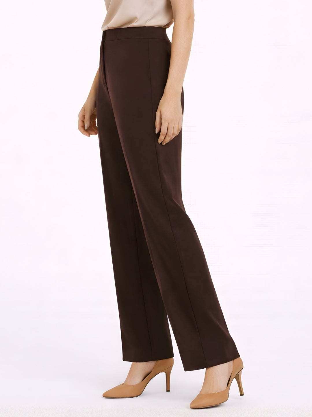 Brown Solid  Parallel Trouser