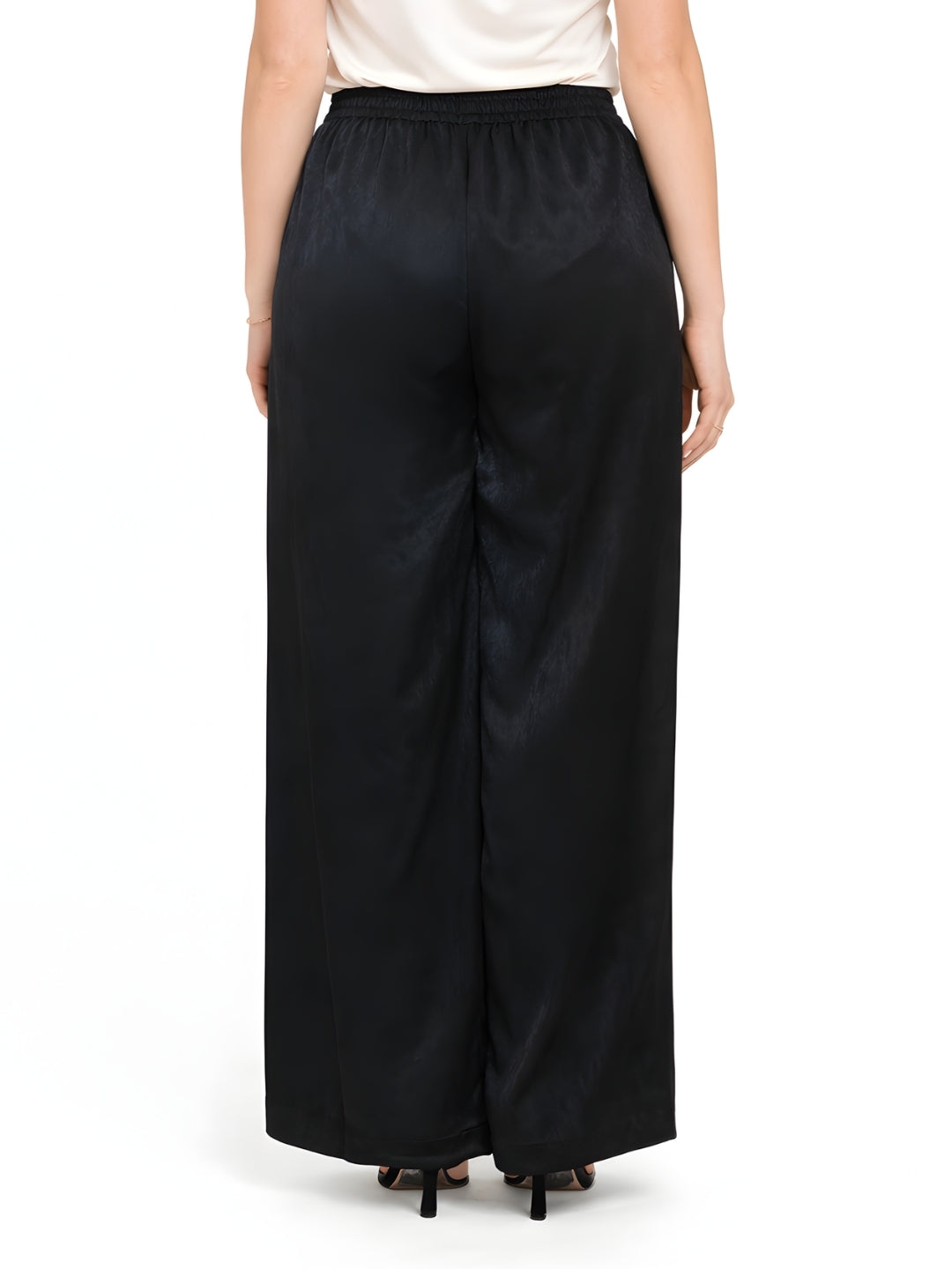 Black Textured High Waist Trouser