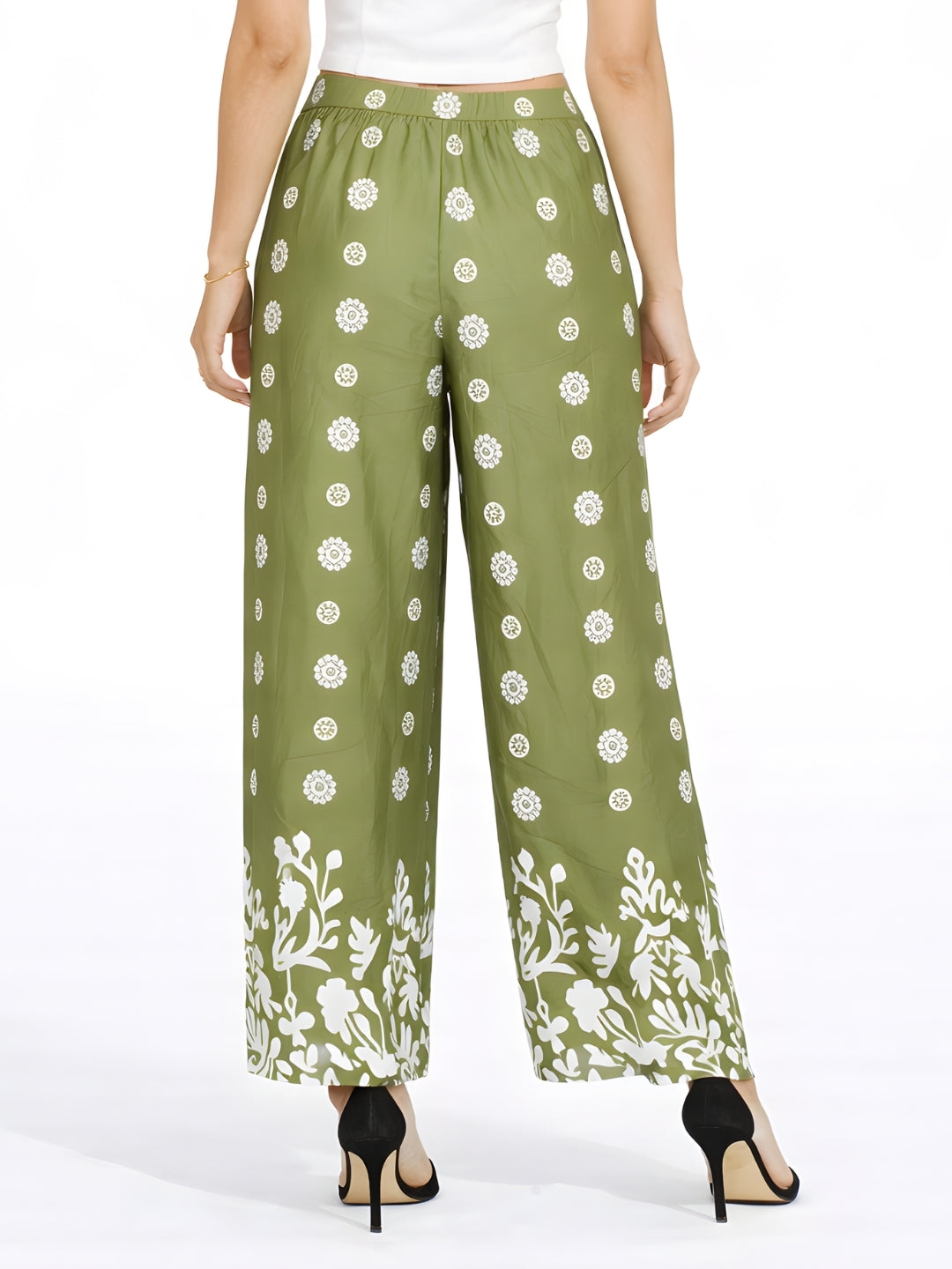 Green Tropical Print Trouser
