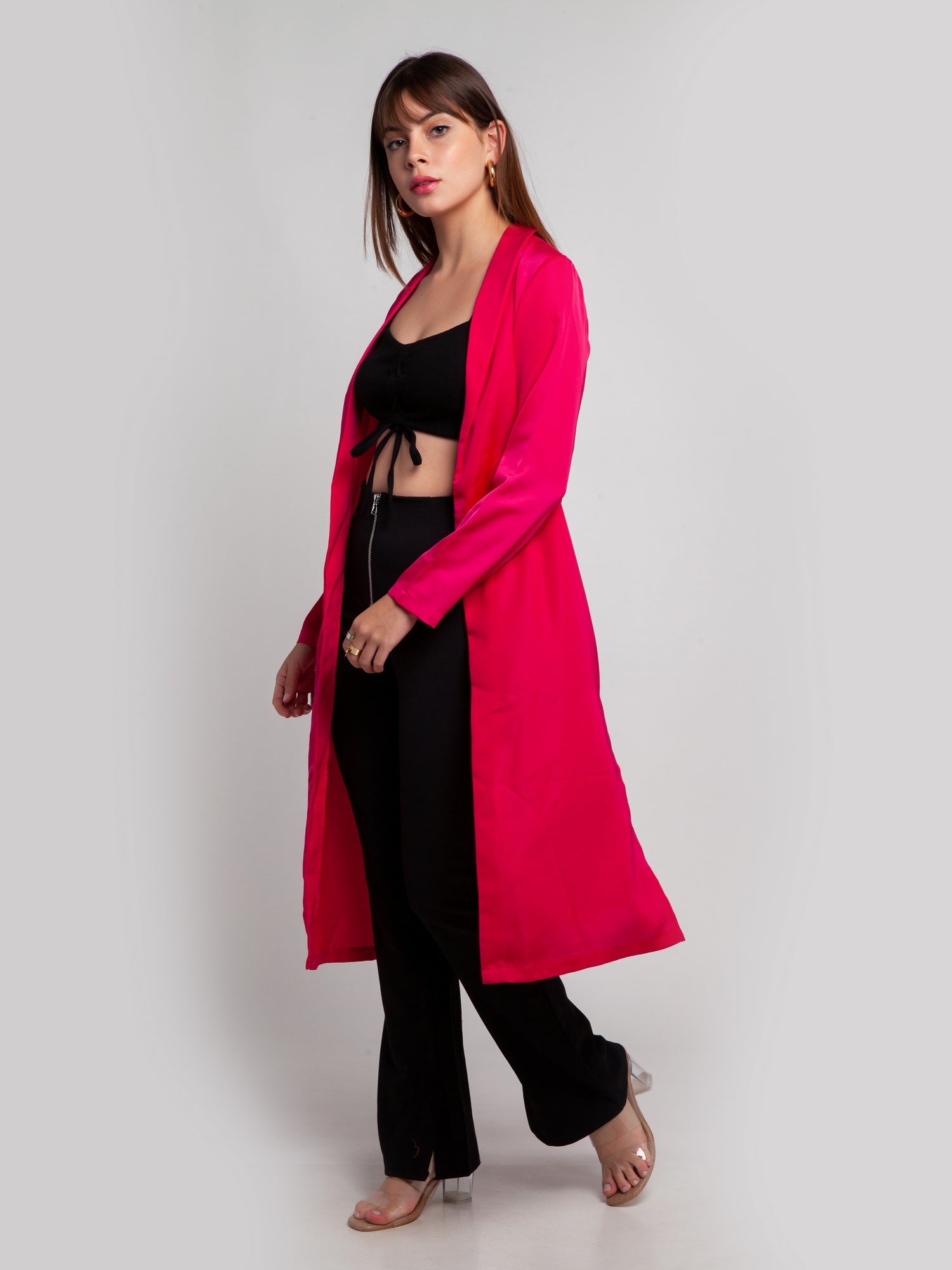 Pink Solid Straight Shrug