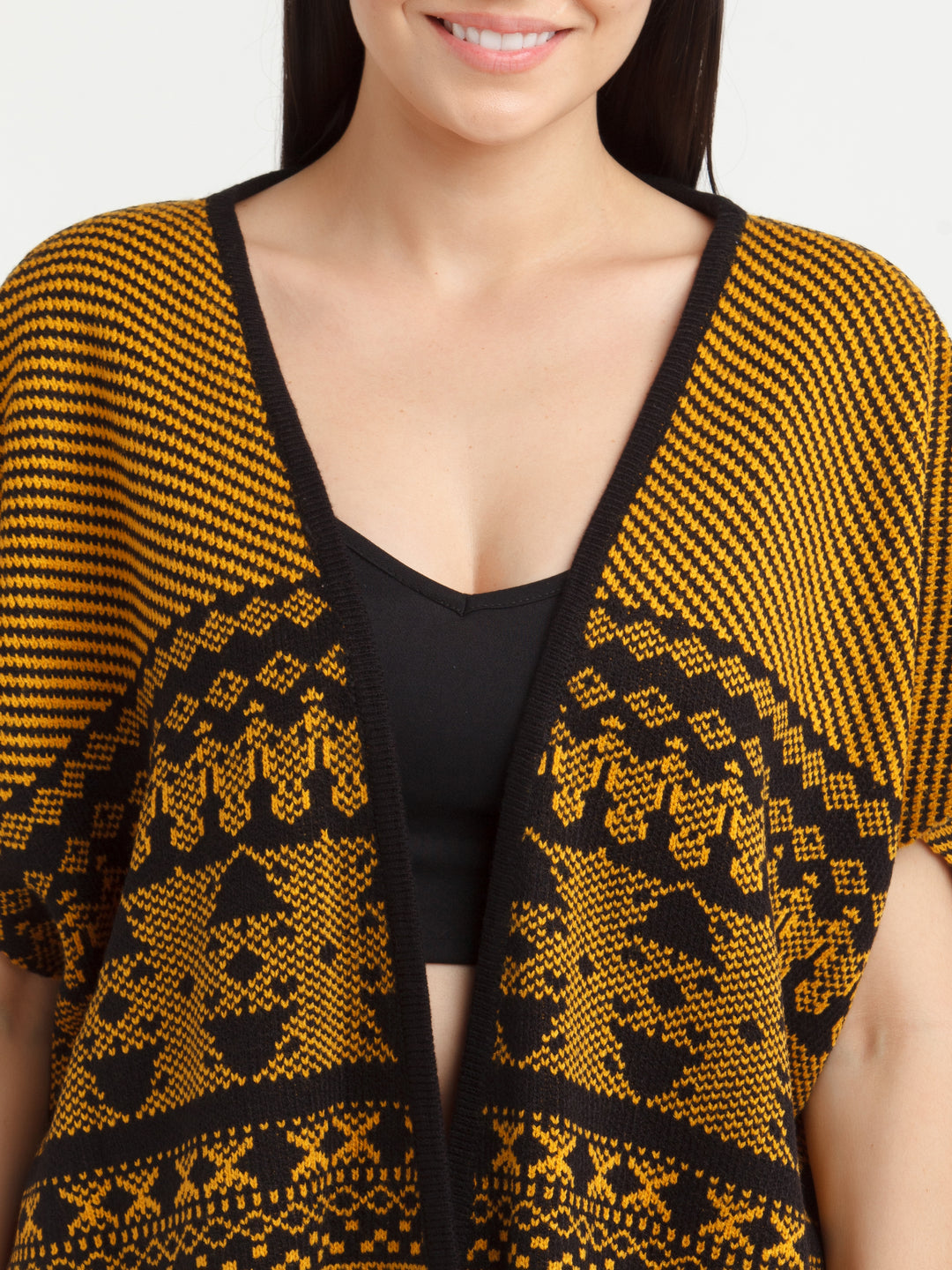 Bronze Geometric Print Shrug