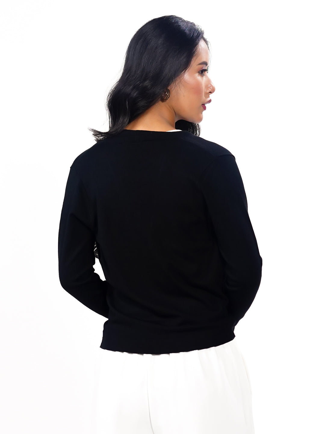 Black Solid Slip-On Shrug