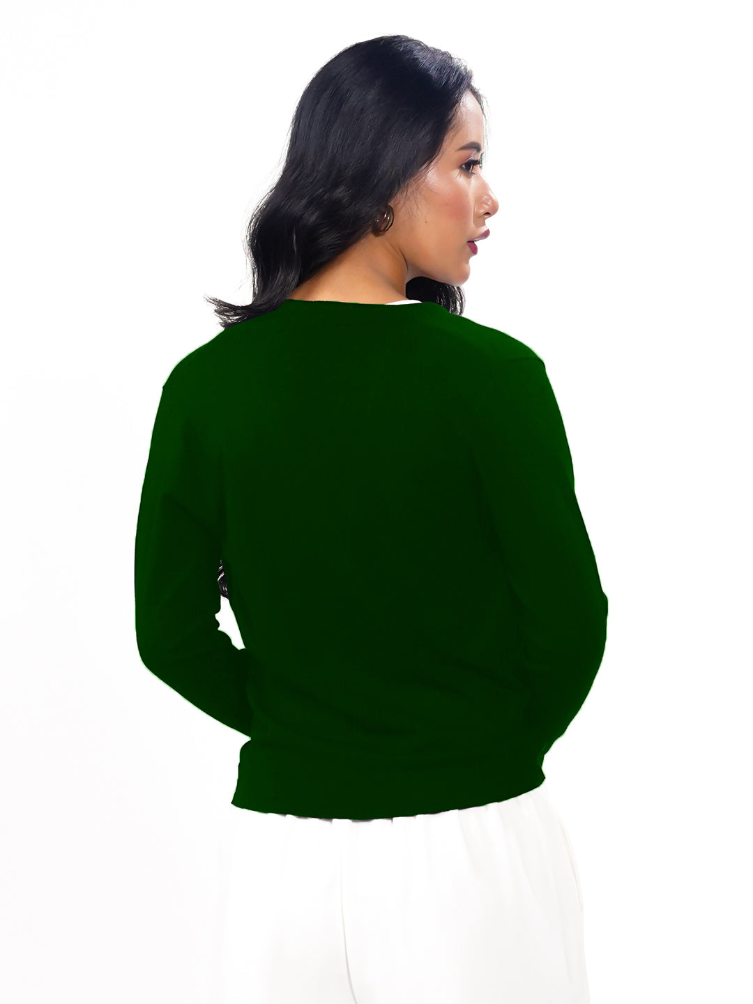 Green Solid Slip-On Shrug