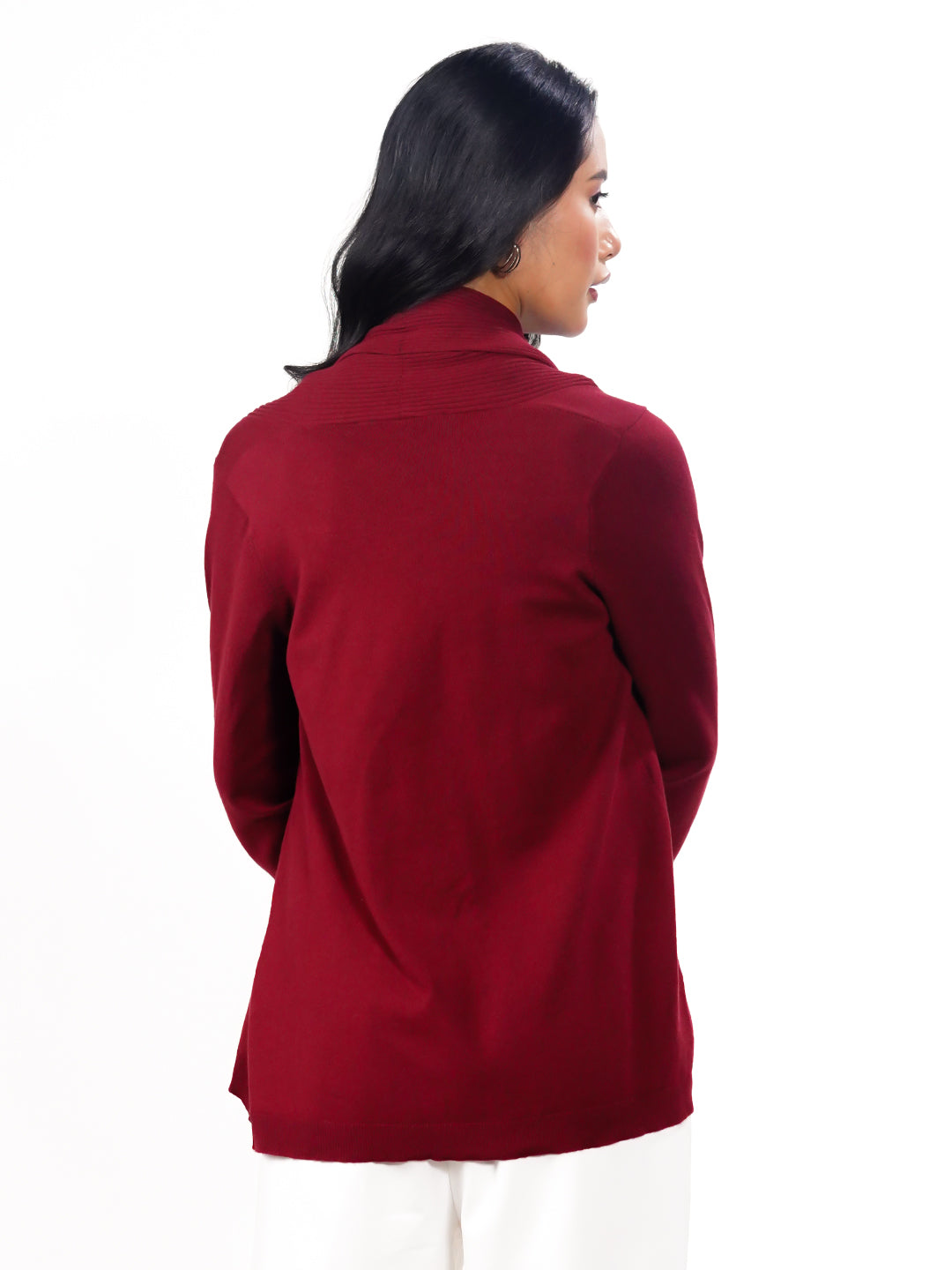 Maroon Solid Slip-On Shrug