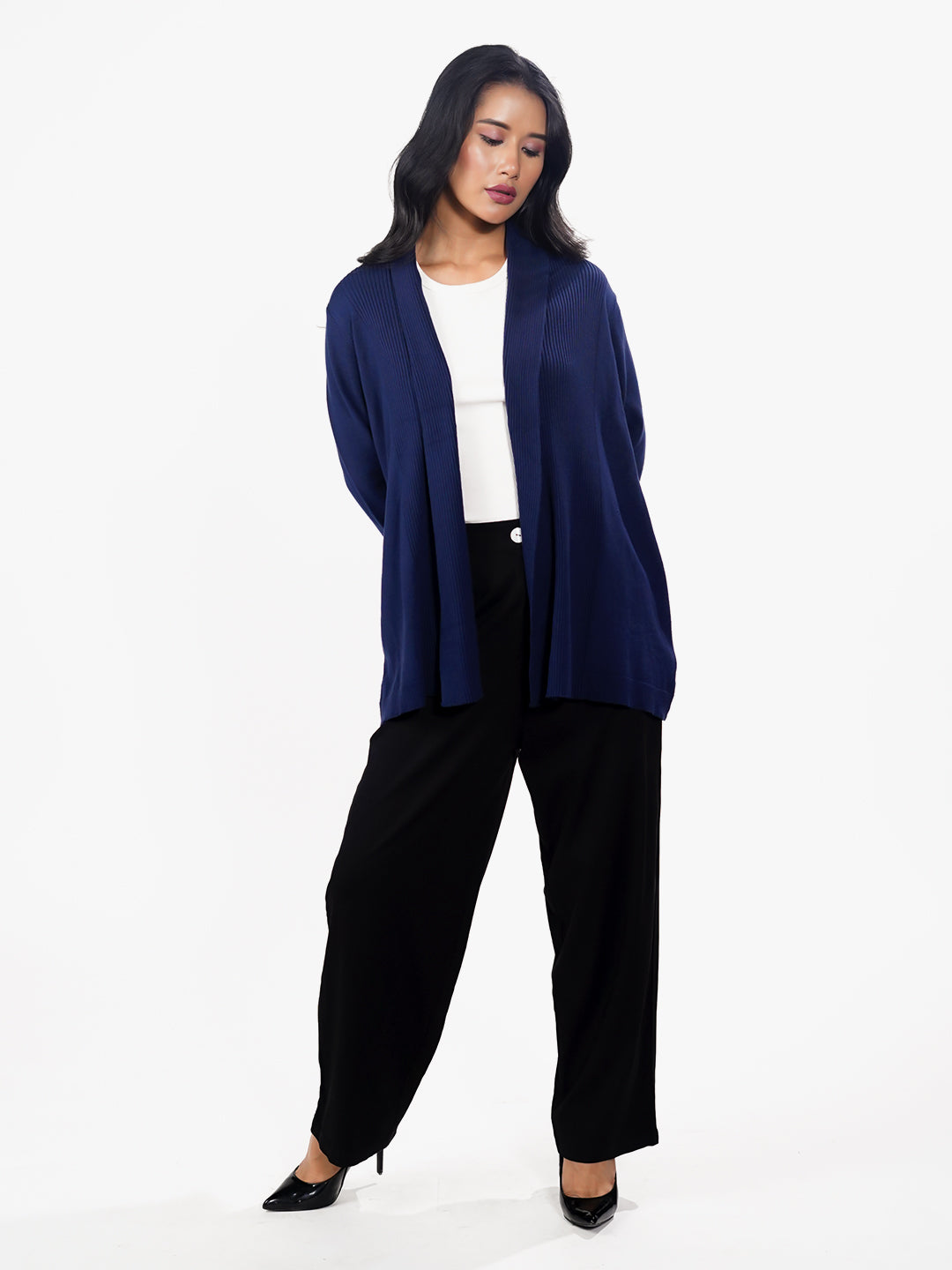 Navy Solid Slip-On Shrug