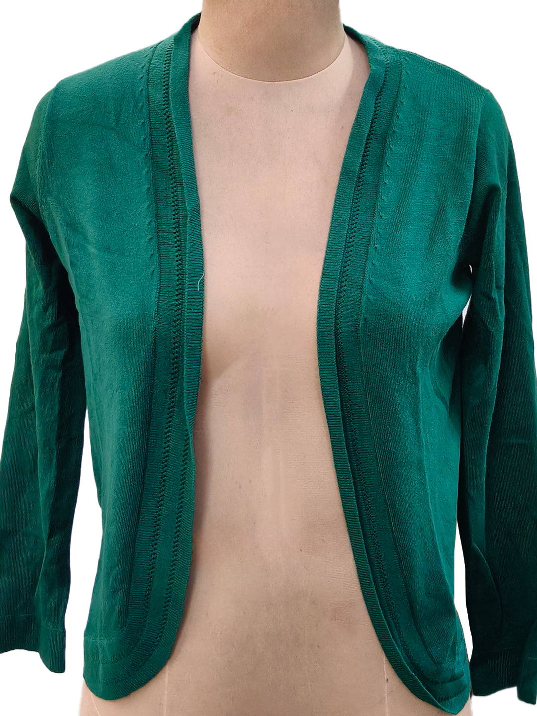 Green Plain V-Neck Outerwear