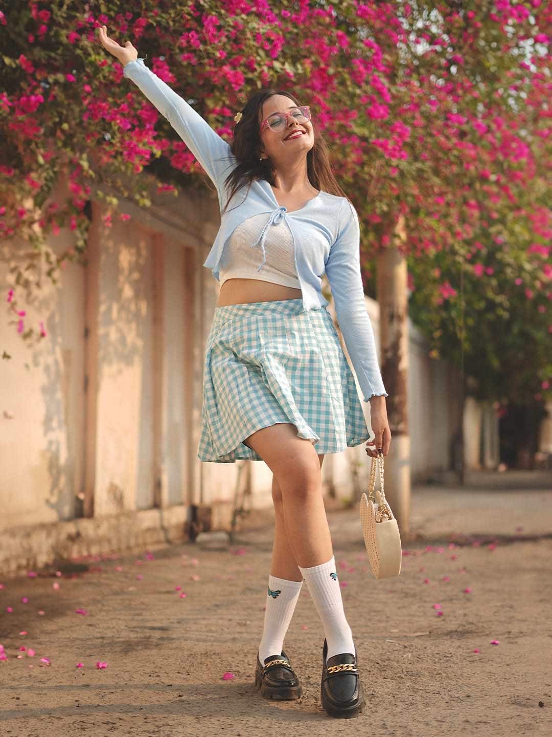 Blue Checked Skirt