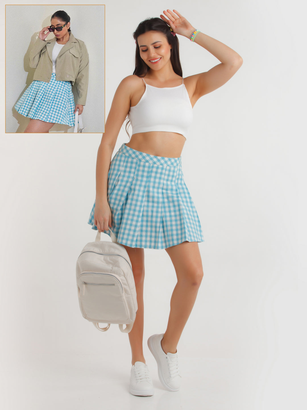 Blue Checked Skirt