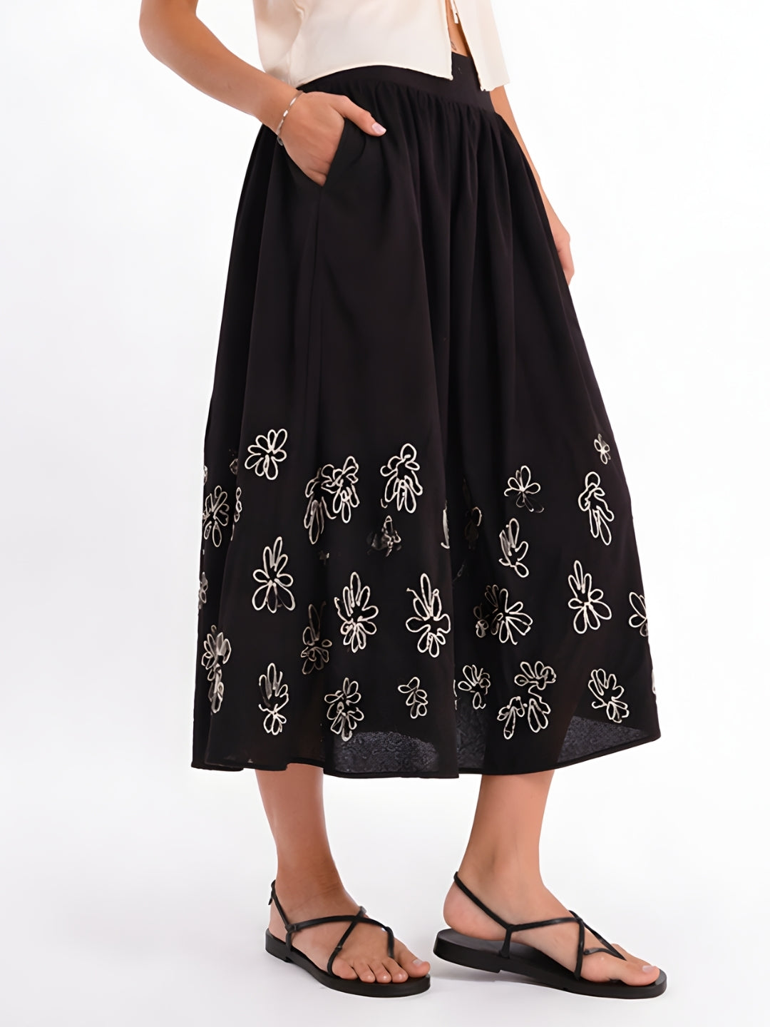 Black Embroidered Skirt