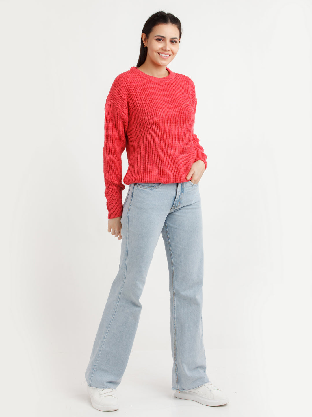 Pink Solid Sweater