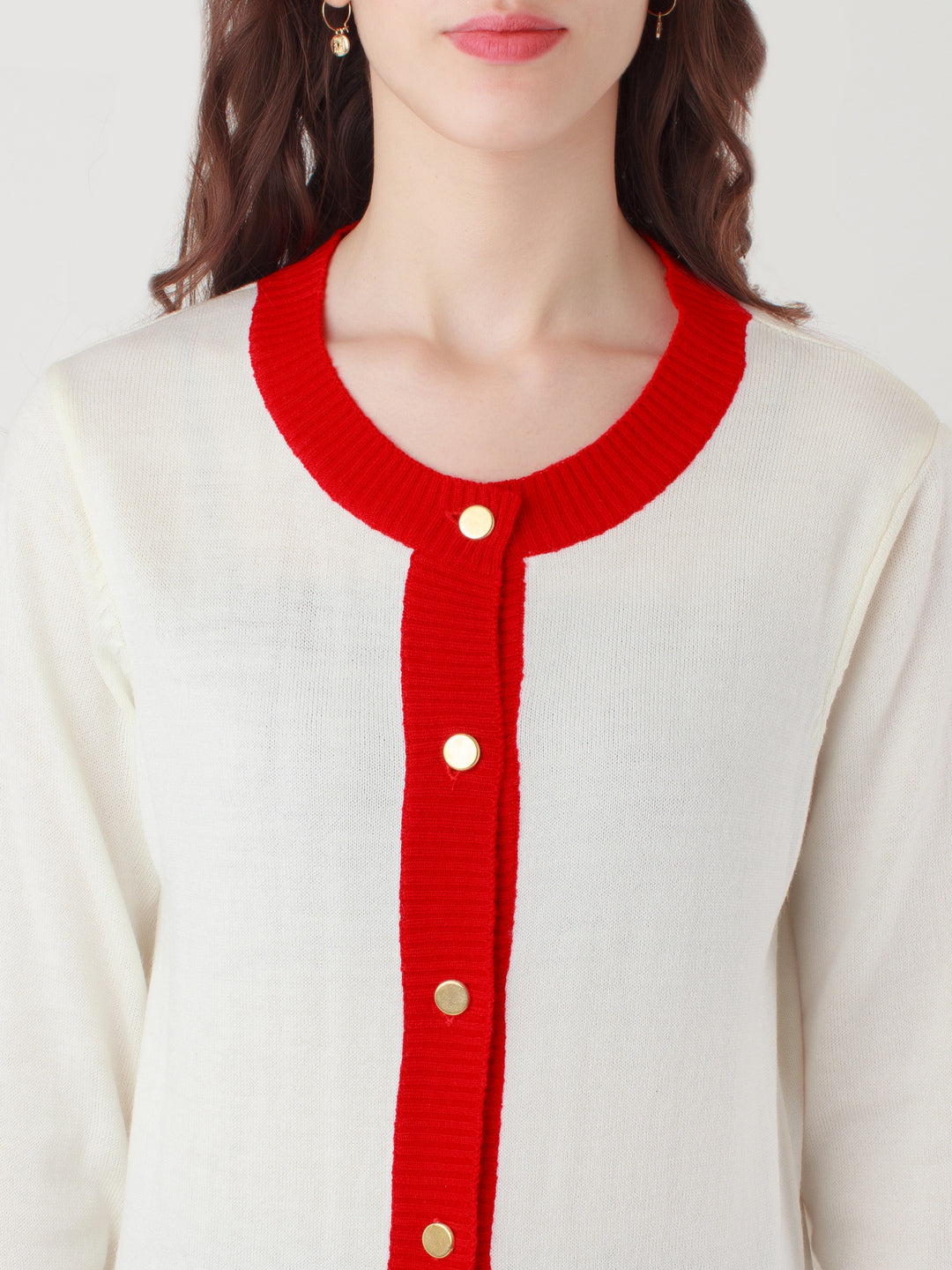 Multicolored Colourblocked Buttoned Sweater