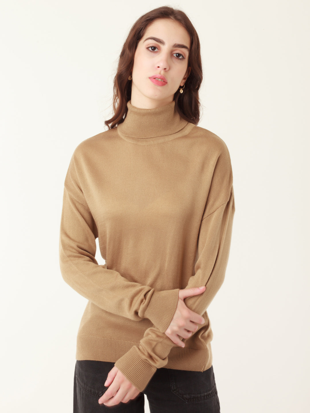 Tan Solid Sweater