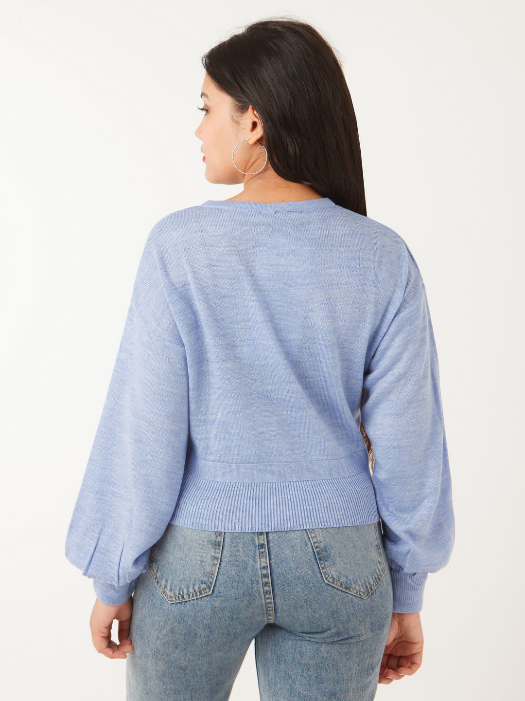 Blue Solid Sweater