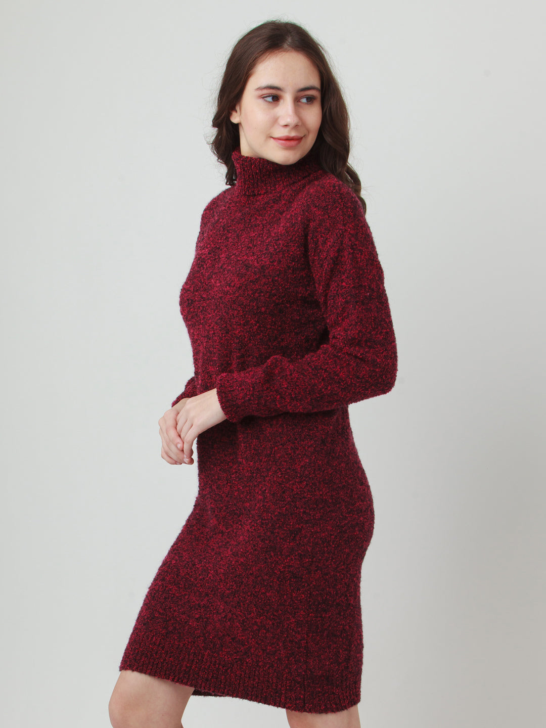 Red Solid Shift Sweater