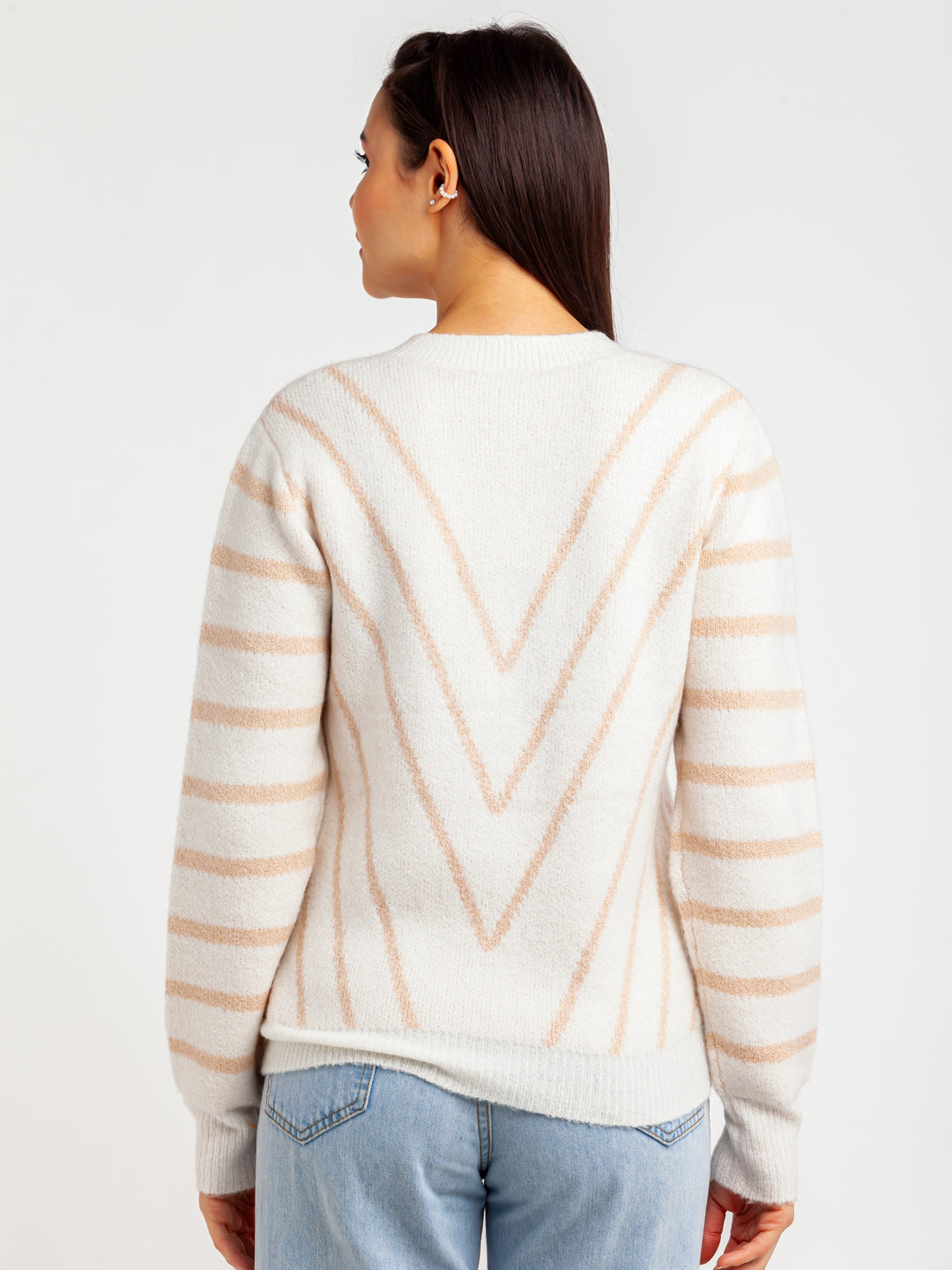 White Striped Sweater