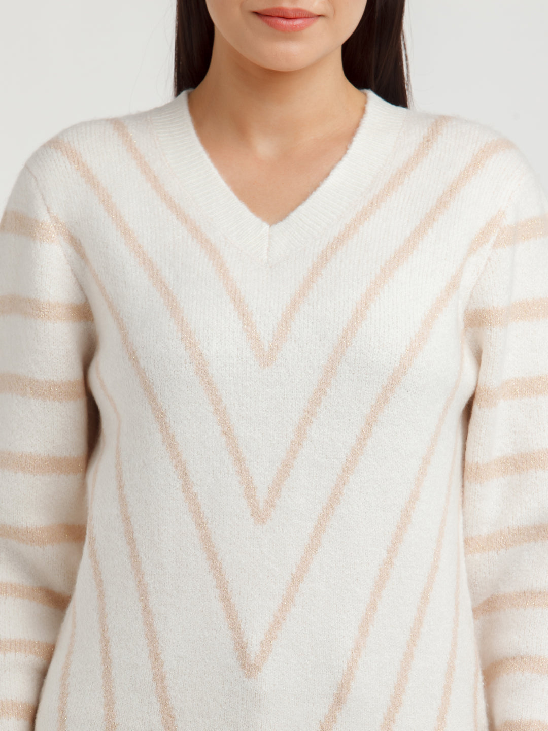 White Striped Sweater