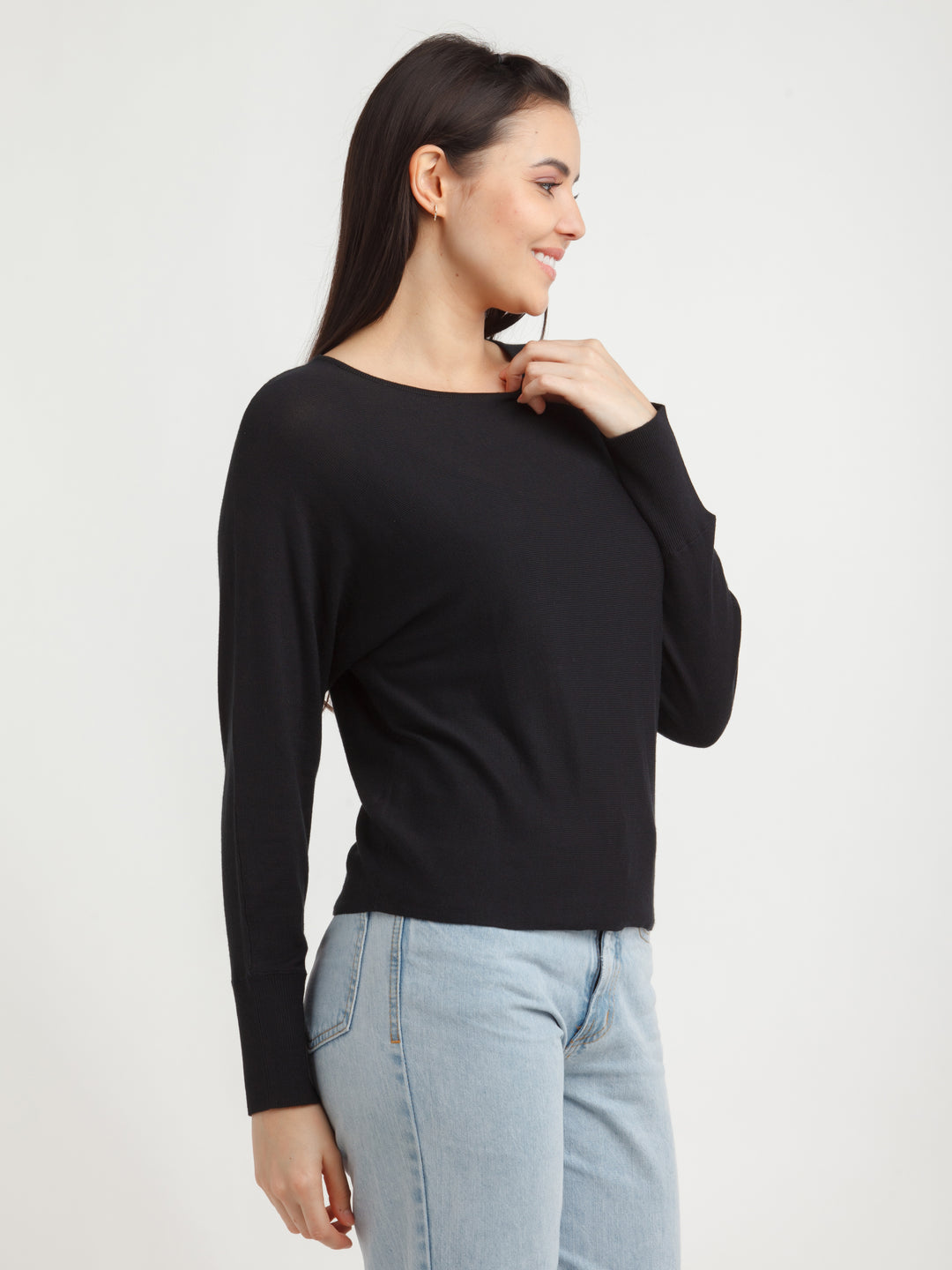 Black Solid Sweater