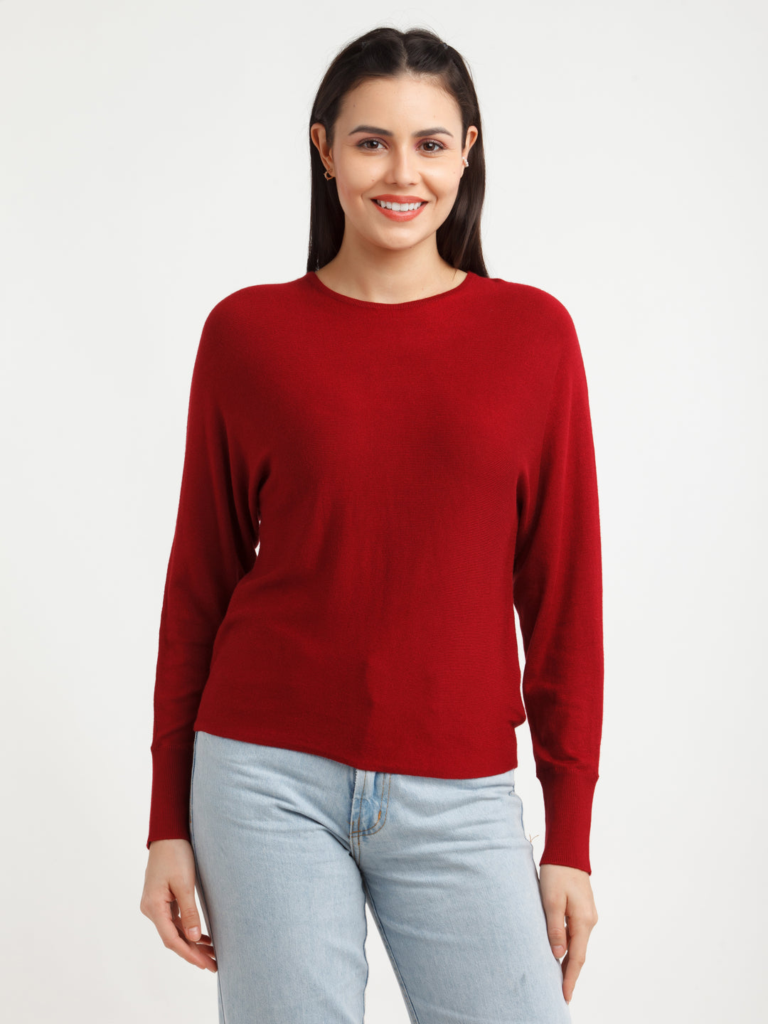 Maroon Solid Sweater