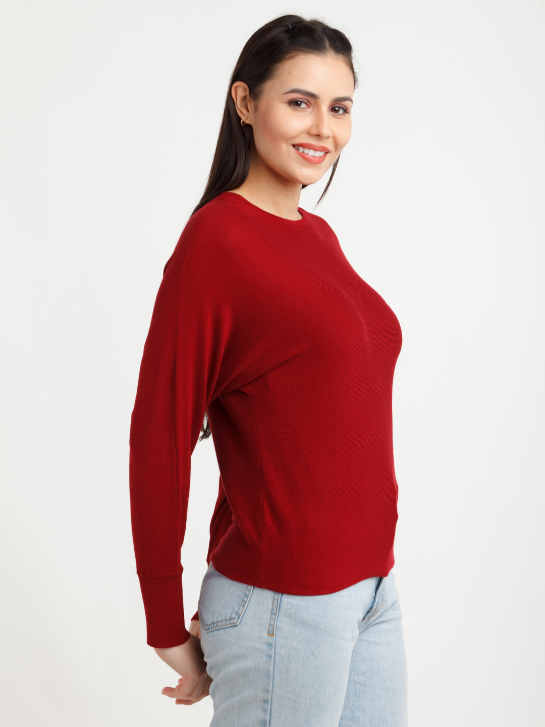 Maroon Solid Sweater