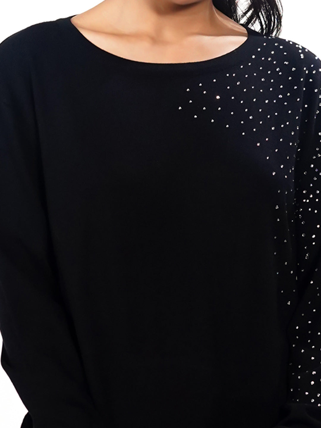 Black Embellished Slip-On Sweater